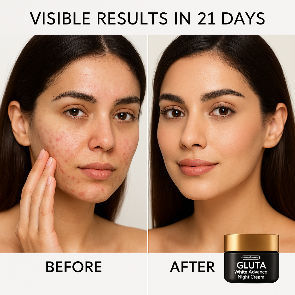 GlutaWhite Advance Night Cream – 30g | Hydrating & Whitening Night Cream with Hyaluronic Acid & Niacinamide - Natural Glow In 22 Days