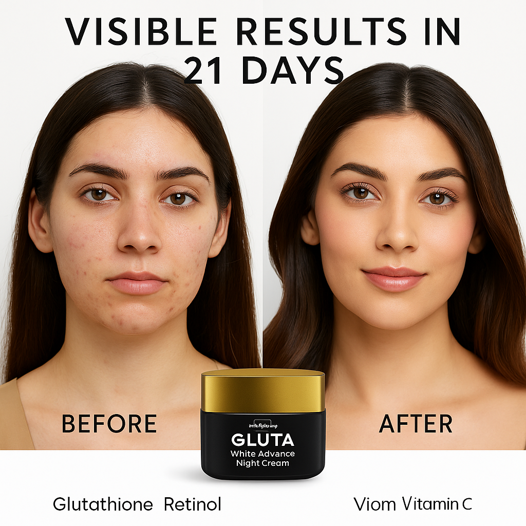 GlutaWhite Advance Night Cream – 30g | Hydrating & Whitening Night Cream with Hyaluronic Acid & Niacinamide - Natural Glow In 22 Days