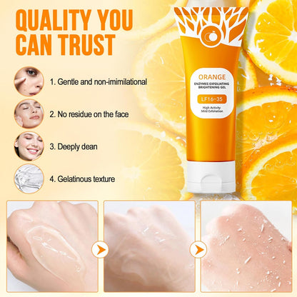 Natural Orange Exfoliating Gel, Orange Enzymes Exfoliating Brightening Gel, Face Cleansing Scrub, Deep Cleansing & Moisturising Exfoliating Scrub for Women