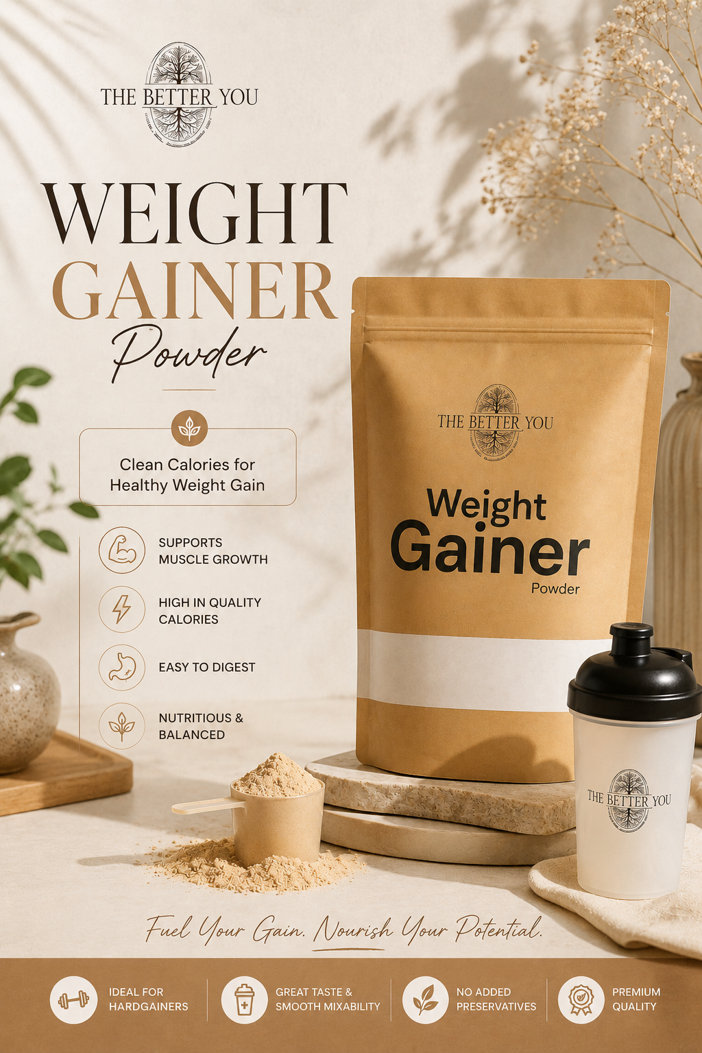 The Better You™ Weight Gainer Powder – Premium Healthy Weight Gain Formula | Muscle Growth & High-Calorie Nutrition