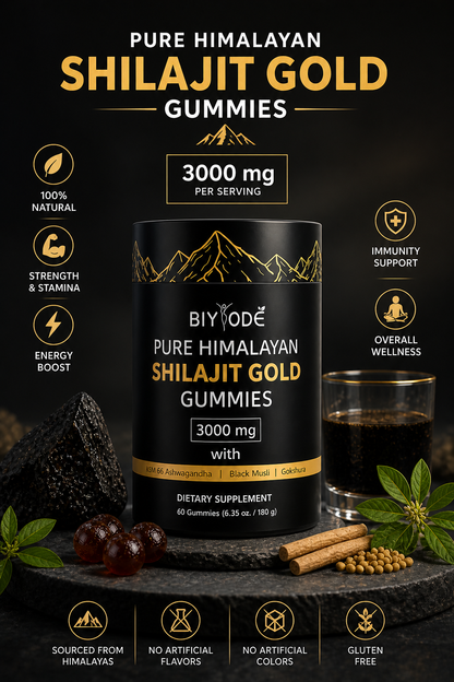Pure Himalayan Shilajit Gold Gummies 3000mg – Energy, Strength & Immunity Support
