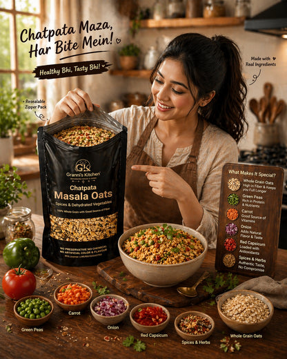 Chatpata Masala Oats – High Fiber Spicy Breakfast Mix | 100% Natural & Energy Booster