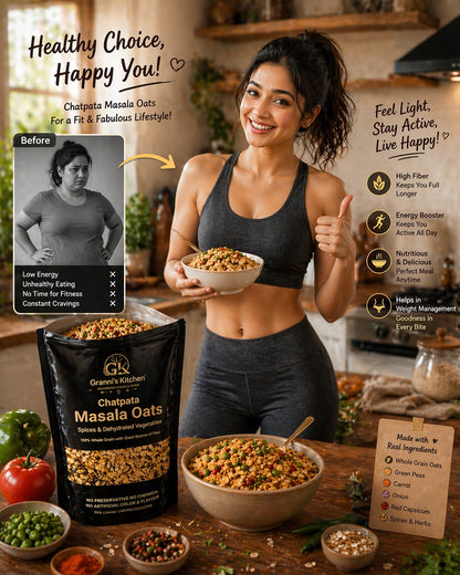 Chatpata Masala Oats – High Fiber Spicy Breakfast Mix | 100% Natural & Energy Booster