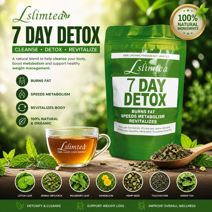 Lslimtea 7 Day Detox Tea – Natural Weight Loss & Cleanse Herbal Tea | Boost Metabolism & Burn Fat