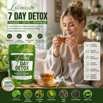 Lslimtea 7 Day Detox Tea – Natural Weight Loss & Cleanse Herbal Tea | Boost Metabolism & Burn Fat