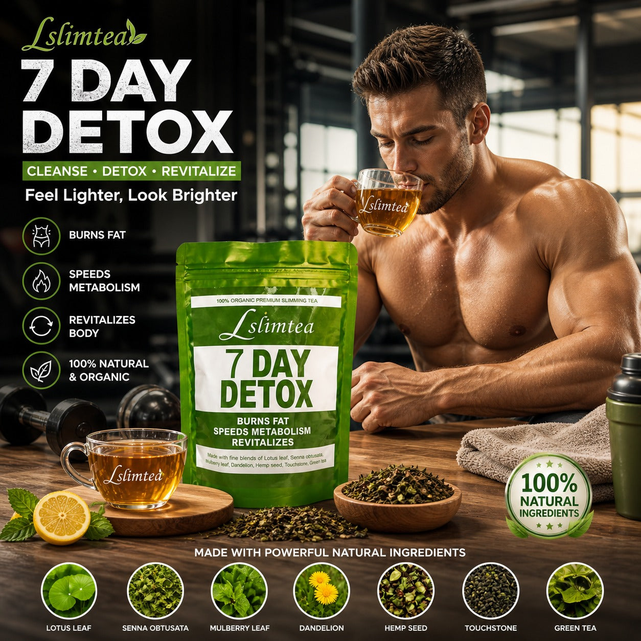 Lslimtea 7 Day Detox Tea – Natural Weight Loss & Cleanse Herbal Tea | Boost Metabolism & Burn Fat