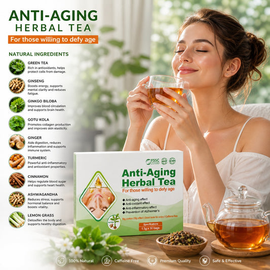 Anti-Aging Herbal Tea – Natural Detox & Skin Support Tea | Boost Energy, Immunity & Healthy Aging | 30 Tea Bags