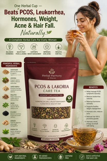 PCOS & Leukorrhea Care Herbal Tea – Women’s Hormone Balance, Weight, Skin & Hair Support