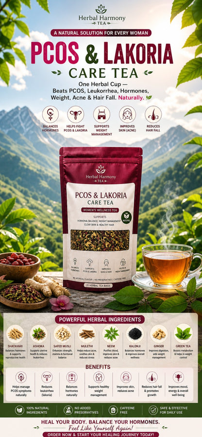 PCOS & Leukorrhea Care Herbal Tea – Women’s Hormone Balance, Weight, Skin & Hair Support