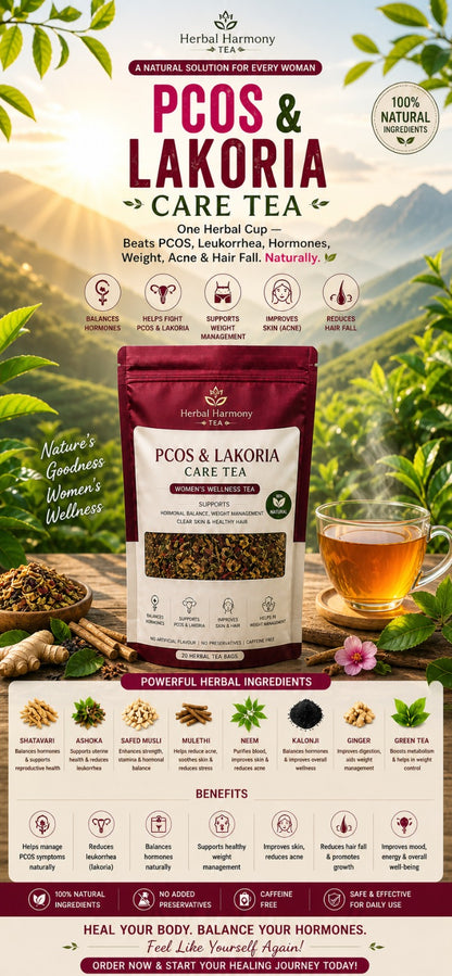 PCOS & Leukorrhea Care Herbal Tea – Women’s Hormone Balance, Weight, Skin & Hair Support