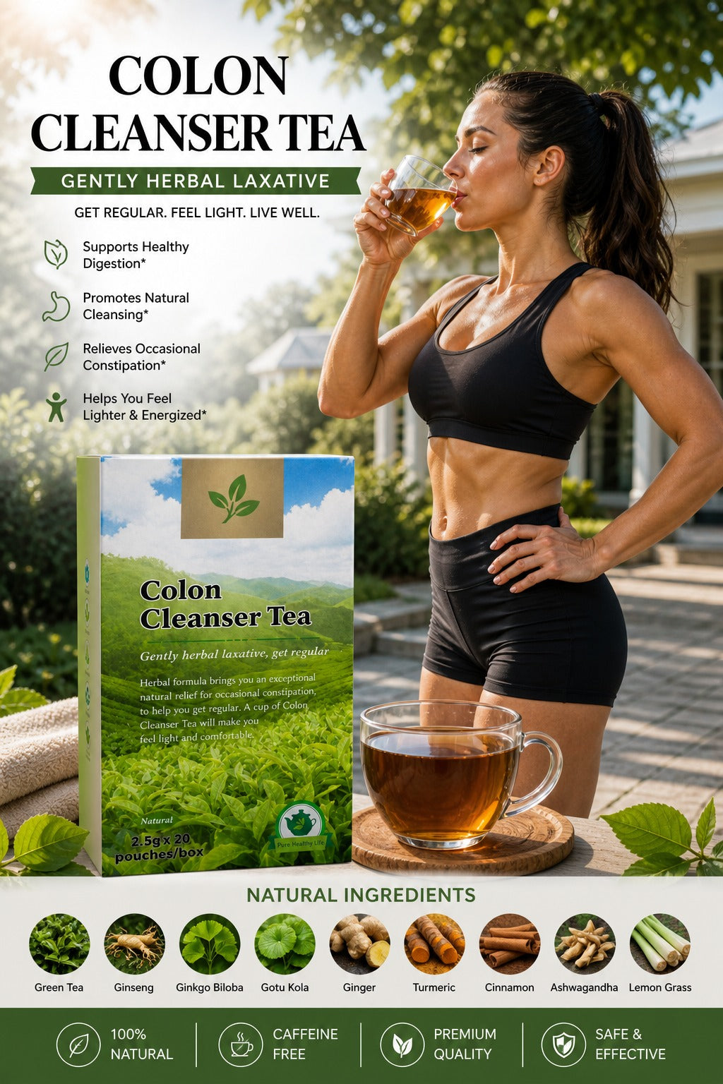 Colon Cleanser Tea, Herbal Laxative Tea, Relieve Constipation and Body Detox, Supports Healthy Gut and Digestion