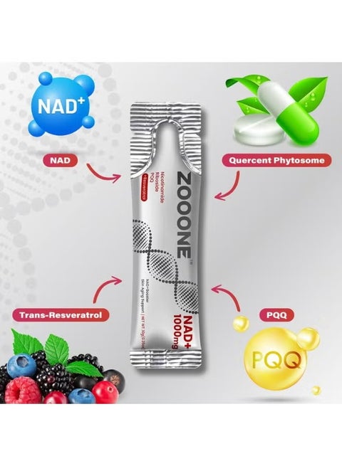 Zooone - NAD+ Supplement (30 Units), Nicotinamide Riboside & Premium Resveratrol, DNA Repair & Healthy Aging, Advanced NAD Supplement for Men & Women, Power Cell Energy