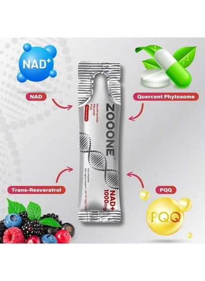 Zooone - NAD+ Supplement (30 Units), Nicotinamide Riboside & Premium Resveratrol, DNA Repair & Healthy Aging, Advanced NAD Supplement for Men & Women, Power Cell Energy
